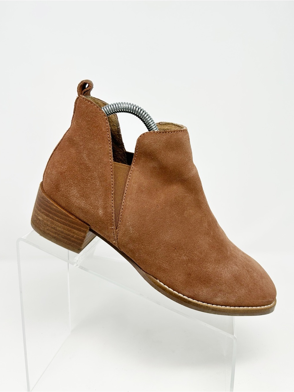 Seychelles Brown Chelsea Ankle Boots Slip-On Low Block Heel Pull Size 8